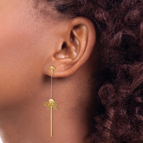 Leslie's 14K Polished Dragonfly Post Dangle Earrings