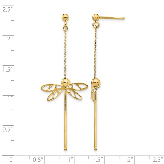 Leslie's 14K Polished Dragonfly Post Dangle Earrings