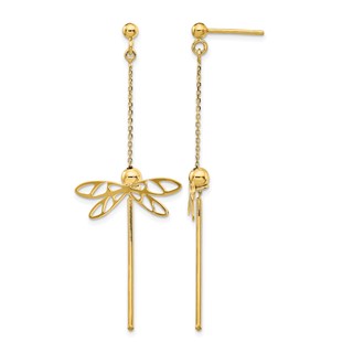 Leslie's 14K Polished Dragonfly Post Dangle Earrings