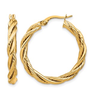 Leslie's Gold Polished and Twisted Hoop Earrings