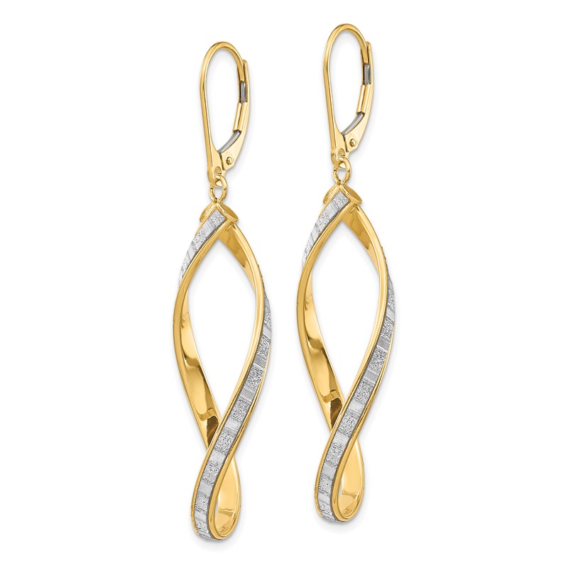 14K Glimmer Infused Twisted Leverback Earrings