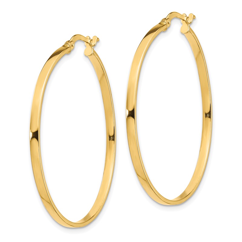 14K 2mm Polished Hoop Earrings