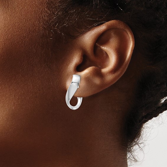 Leslie's 14K White Gold 5mm High Polished Omega Back Hoop Earrings