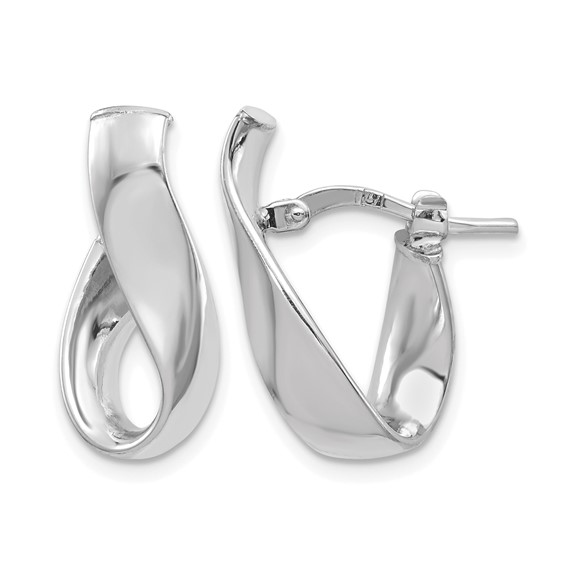 Leslie's 14K White Gold 5mm High Polished Omega Back Hoop Earrings