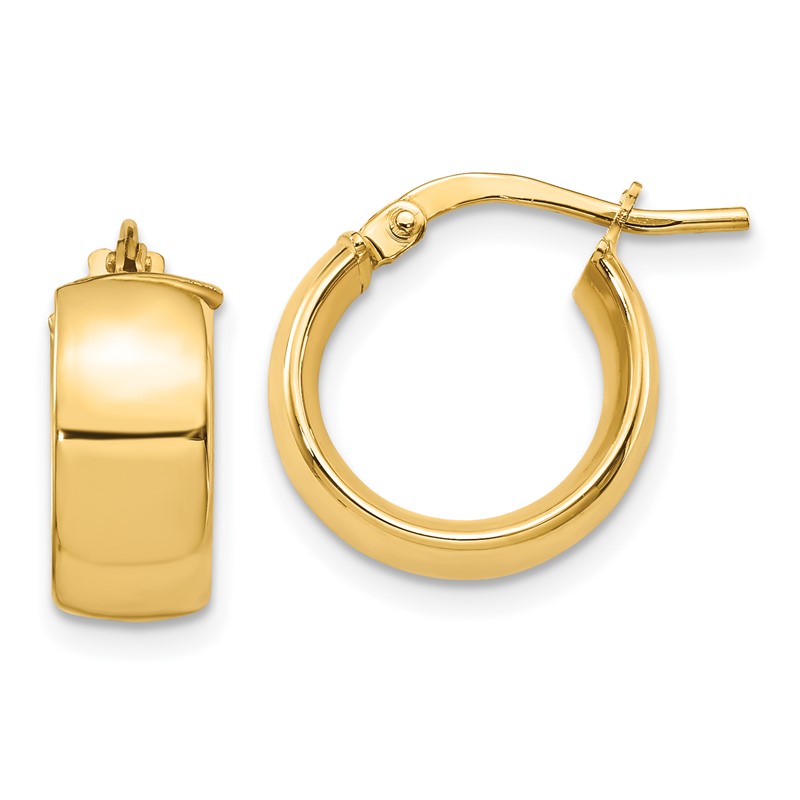14K 6mm High Polished Hoop Earrings