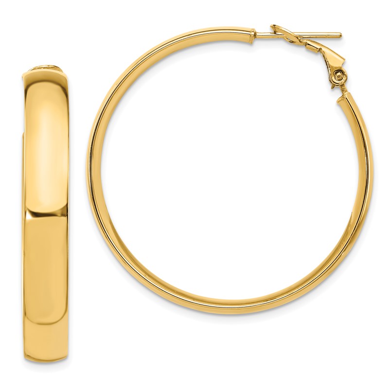 14K 6mm High Polished Omega Back Hoop Earrings