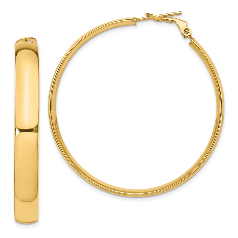 14K 6mm High Polished Omega Back Hoop Earrings
