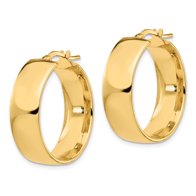 14K 8mm High Polished Hoop Earrings