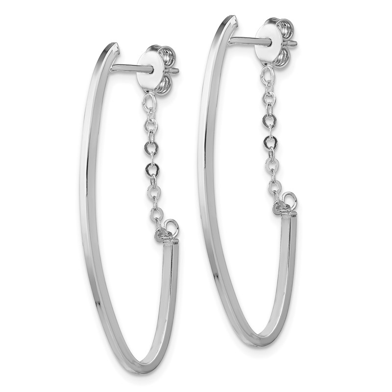 14k with Rhodium Plating Polished Hoop Earrings