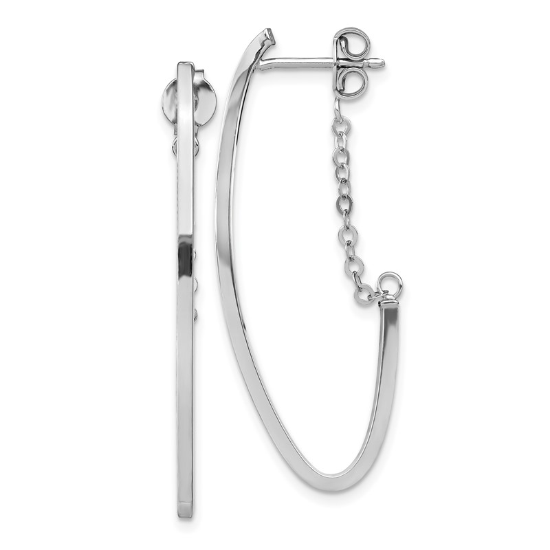 14k with Rhodium Plating Polished Hoop Earrings