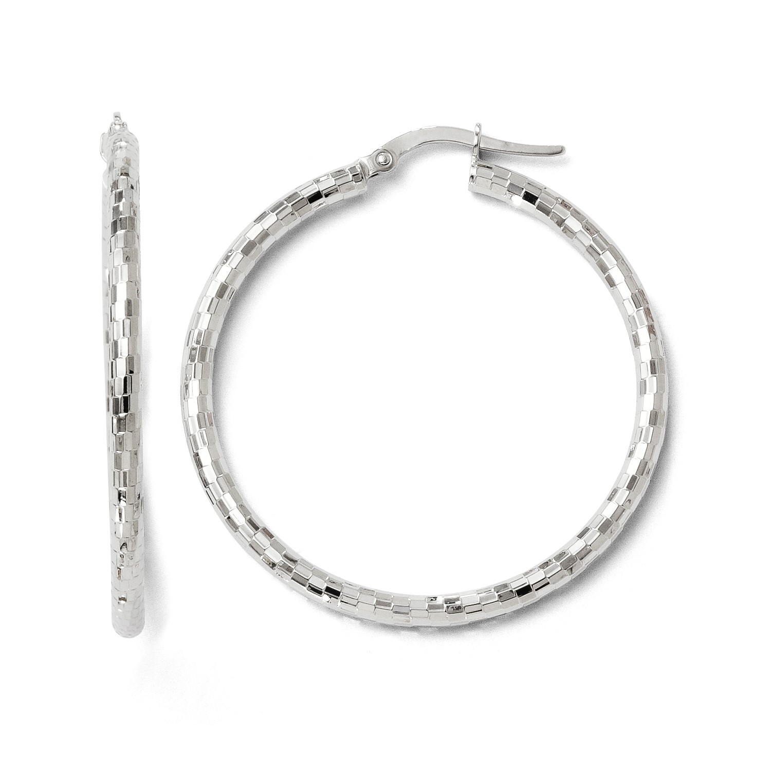 14k 2 50mm White Gold Hinged Hoop Earrings 1 5in Diameter Ebay Click Thumbnails To Enlarge