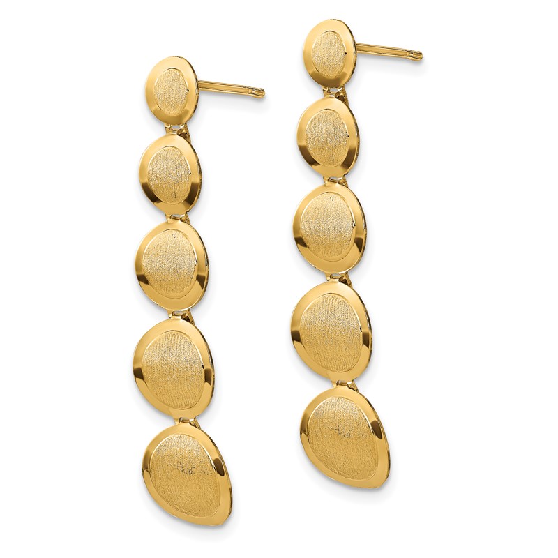 14K Polished and Brushed Post Dangle Earrings