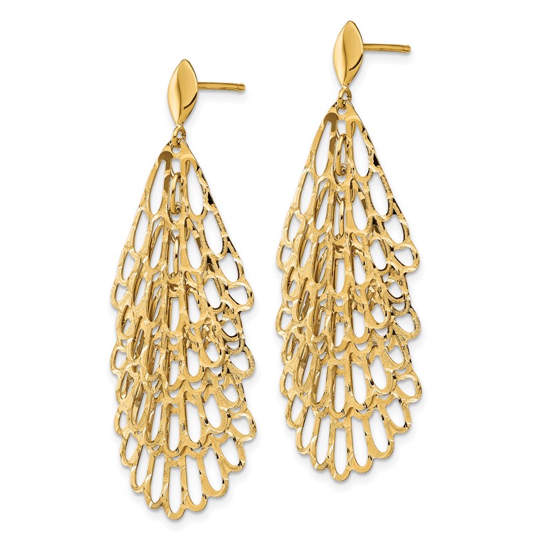 14K Polished and Textured Post Dangle Earrings