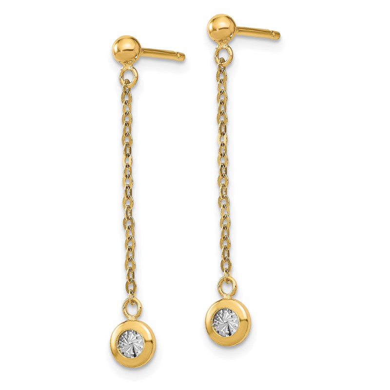 14k Two-tone Polished D/C Post Dangle Earrings