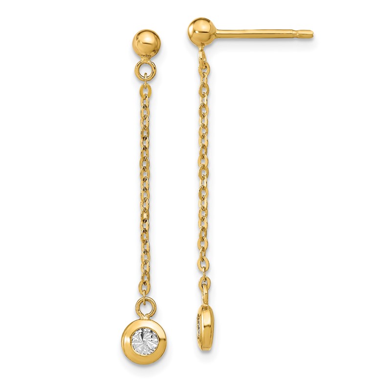14k Two-tone Polished D/C Post Dangle Earrings