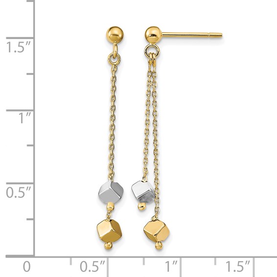 Leslie's 14K Two-tone Polished Beaded Post Dangle Earrings