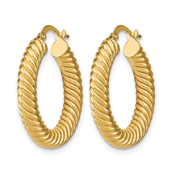 Leslie's 14K Polished Textured Hoop Earrings