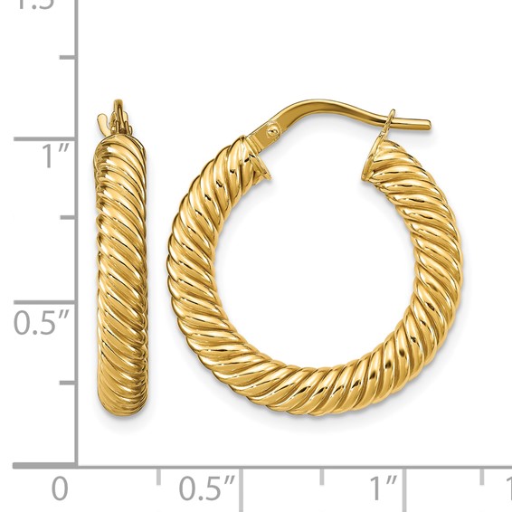 Leslie's 14K Polished Textured Hoop Earrings
