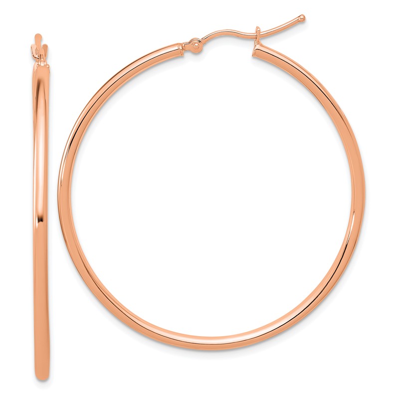14k Rose Gold Polished 2x45mm Polished Hoop Earrings