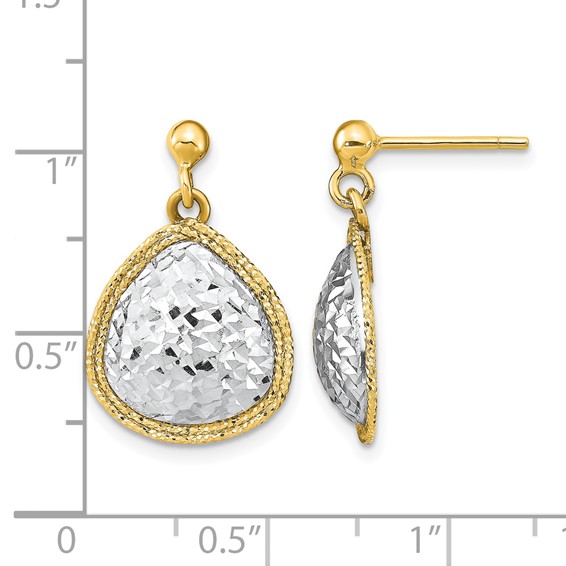 Leslie's 14k Two-Tone Polished D/C Teardrop Post Dangle Earrings