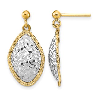 Leslie's 14k Two-Tone Polished D/C Post Dangle Earrings