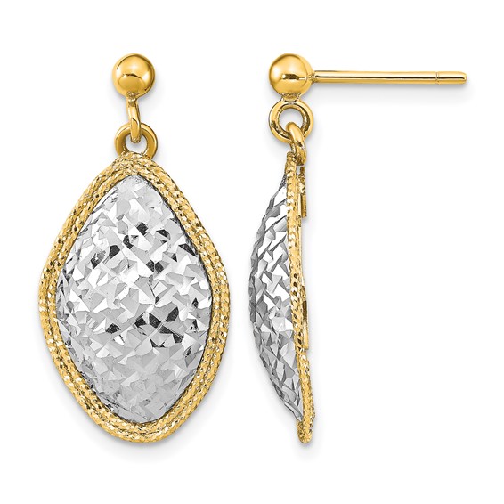 Leslie's 14k Two-Tone Polished D/C Post Dangle Earrings