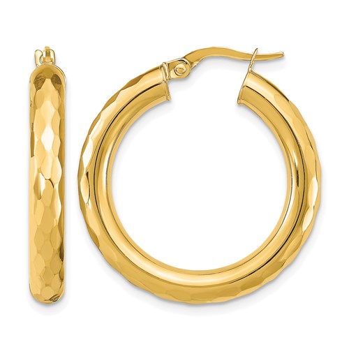 14k Polished D/C Hoop Earrings