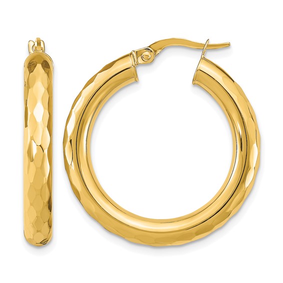 Leslie's 14k Polished D/C Hoop Earrings