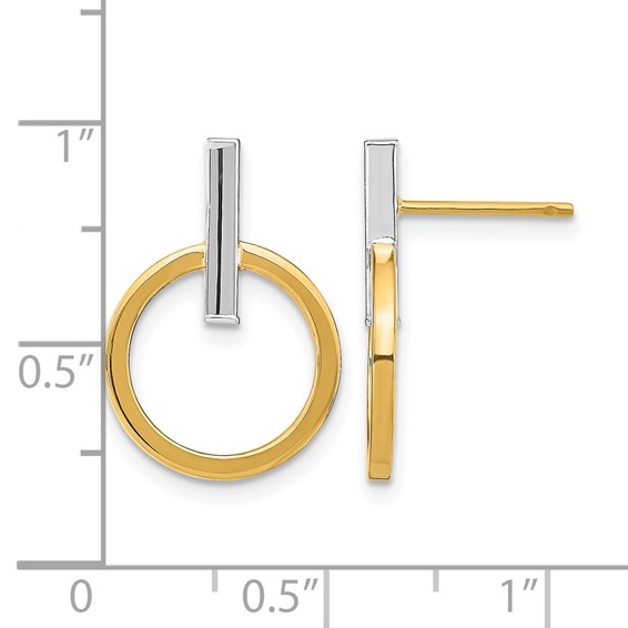 Leslie's 14K w/ White Rhodium Polished Post Dangle Earrings