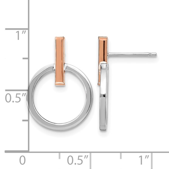 Leslie's 14K with White Rhodium and Rose Gold-Plating Polished Post Dangle Earrings