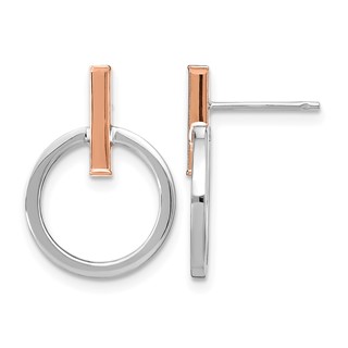 Leslie's 14K with White Rhodium and Rose Gold-Plating Polished Post Dangle Earrings