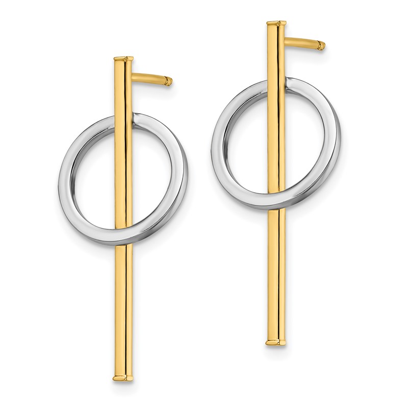 14K with Rhodium Post Dangle Earrings