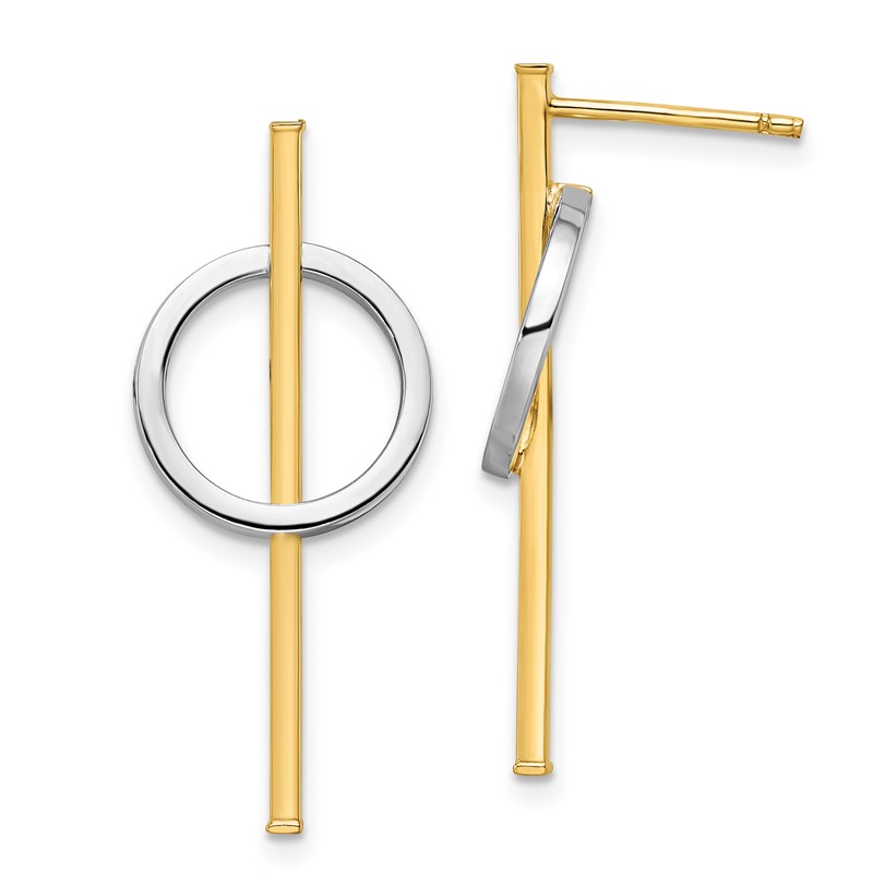 14K with Rhodium Post Dangle Earrings