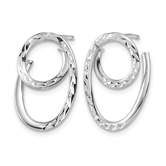 Leslie's 14K w/White RH-plating Polished/Dia-cut Post Earrings