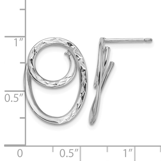 Leslie's 14K w/White RH-plating Polished/Dia-cut Post Earrings