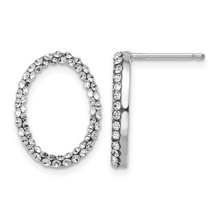 Leslie's 14K w/Wht RH-plating with Crystals Post Earrings