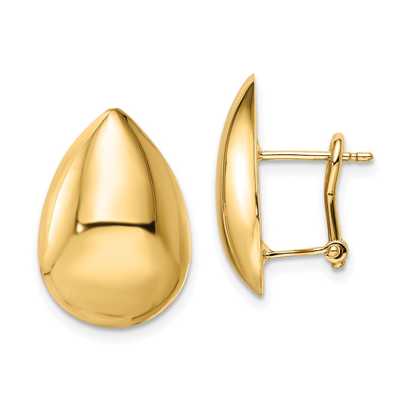 14K Polished Teardrop Omega Back Earrings