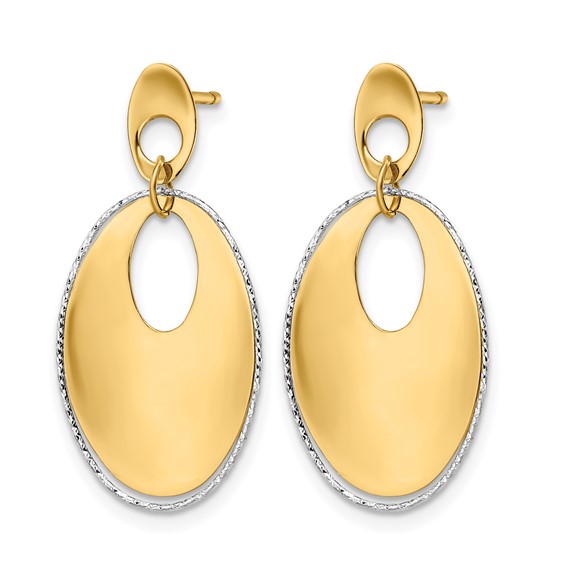 Leslie's 14K Two-tone Polished Textured Post Dangle Earrings