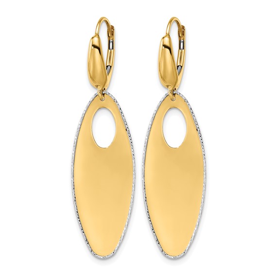 Leslie's 14K Two-tone Polished Textured Leverback Dangle Earrings