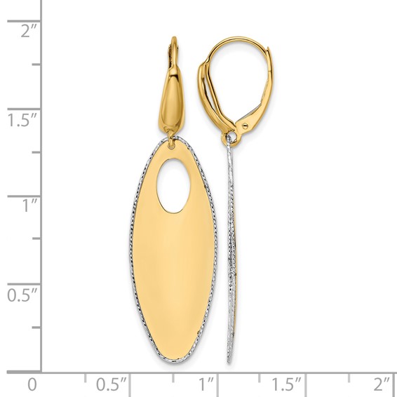 Leslie's 14K Two-tone Polished Textured Leverback Dangle Earrings