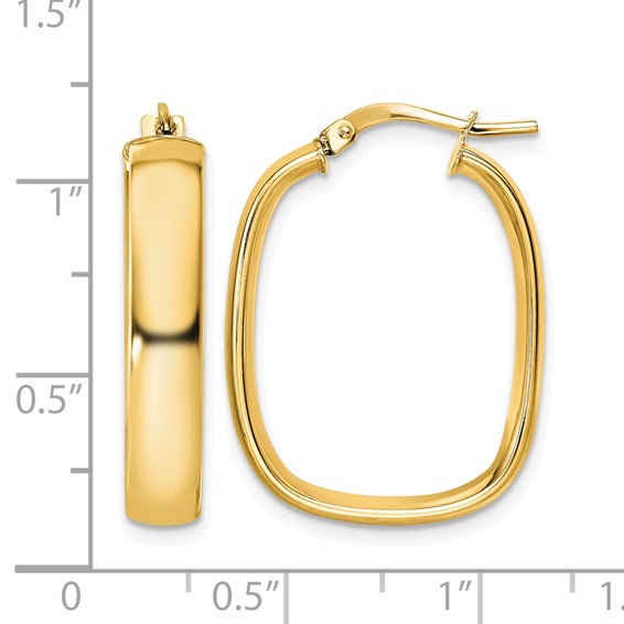 Leslie's 14K Polished Squared Oval Hoop Earrings