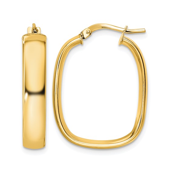 Leslie's 14K Polished Squared Oval Hoop Earrings