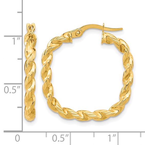 Leslie's 14K Polished Square Twisted Hoop Earrings