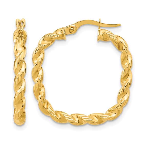 Leslie's 14K Polished Square Twisted Hoop Earrings