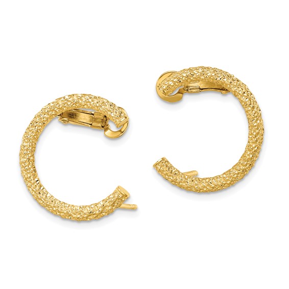 Leslie's Diamond Cut Half Circle Post w/ OM Back Climber Earrings    