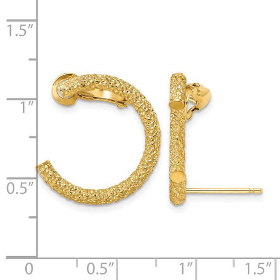 Leslie's Diamond Cut Half Circle Post w/ OM Back Climber Earrings    