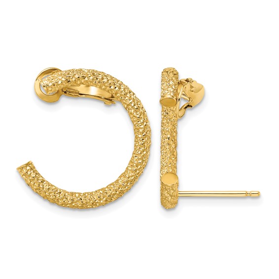 Leslie's Diamond Cut Half Circle Post w/ OM Back Climber Earrings    