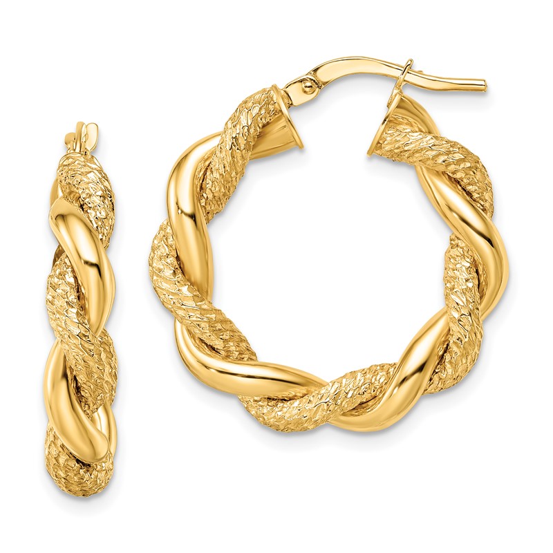 14K D/C Twisted Hoop Earrings