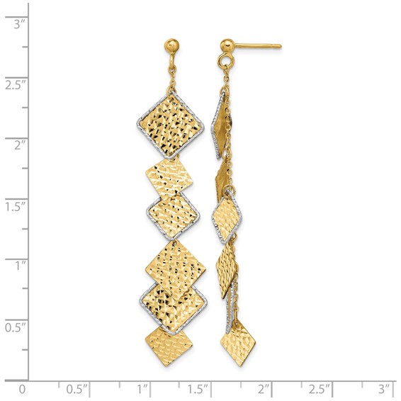 Leslie's 14K Two-tone Polished and Brushed D/C Post Dangle Earrings