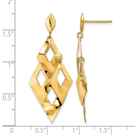 Leslie's 14k Polished and Brushed Post Dangle Chandelier Earrings